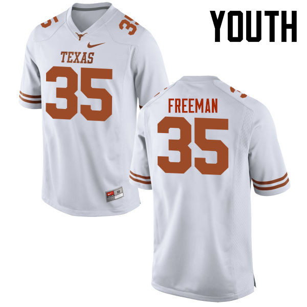 Youth #35 Edwin Freeman Texas Longhorns College Football Jerseys-White